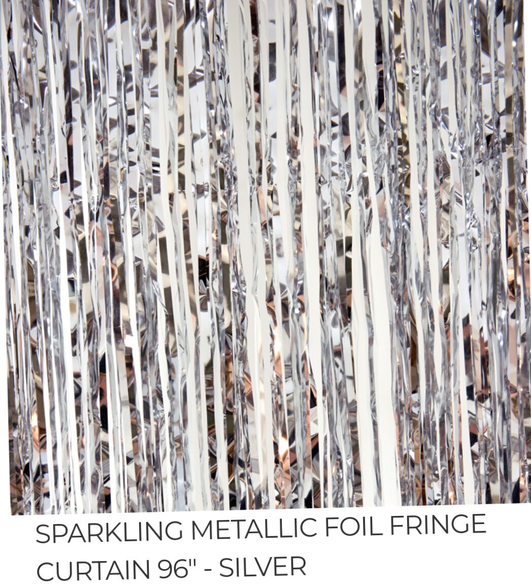 SPARKLING METALLIC FOIL FRINGE CURTAIN 96"