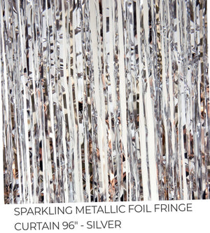 SPARKLING METALLIC FOIL FRINGE CURTAIN 96"