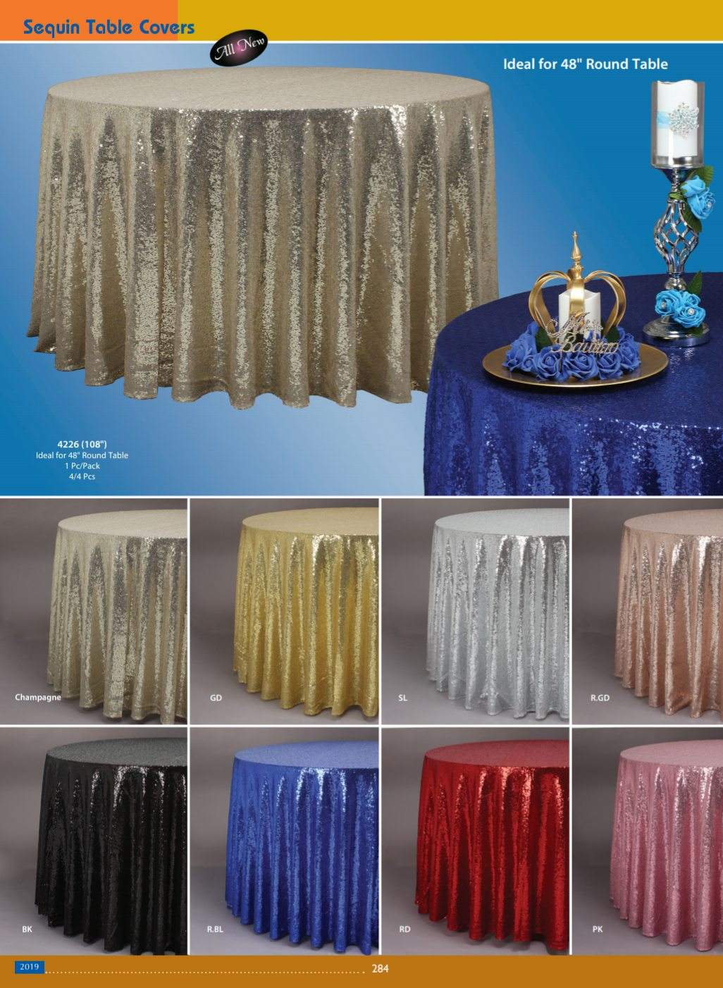 ROUND SEQUIN TABLECLOTH 118"