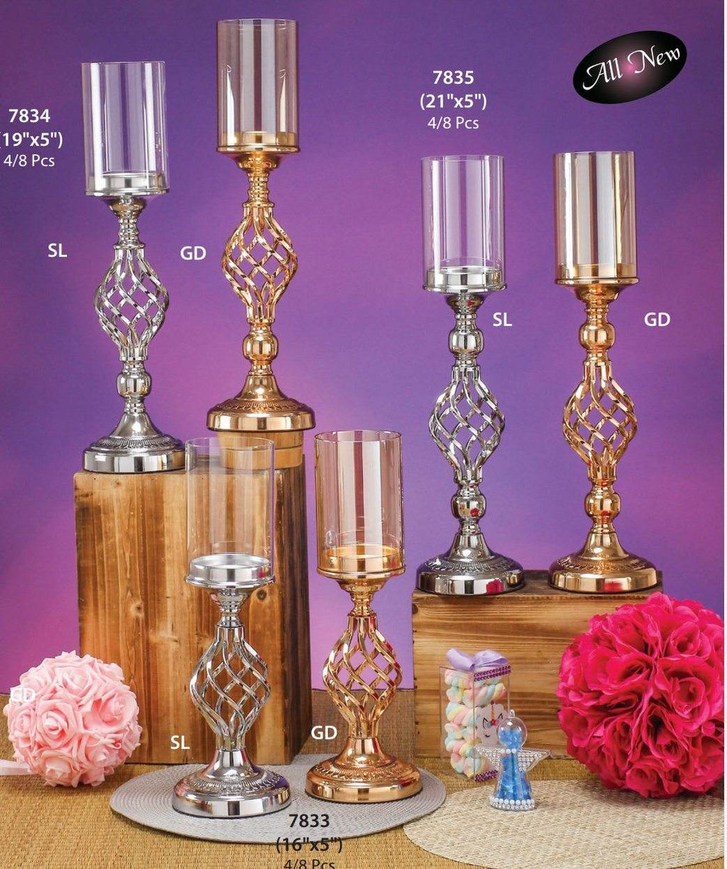 METAL CANDLE HOLDERS WITH GLASS