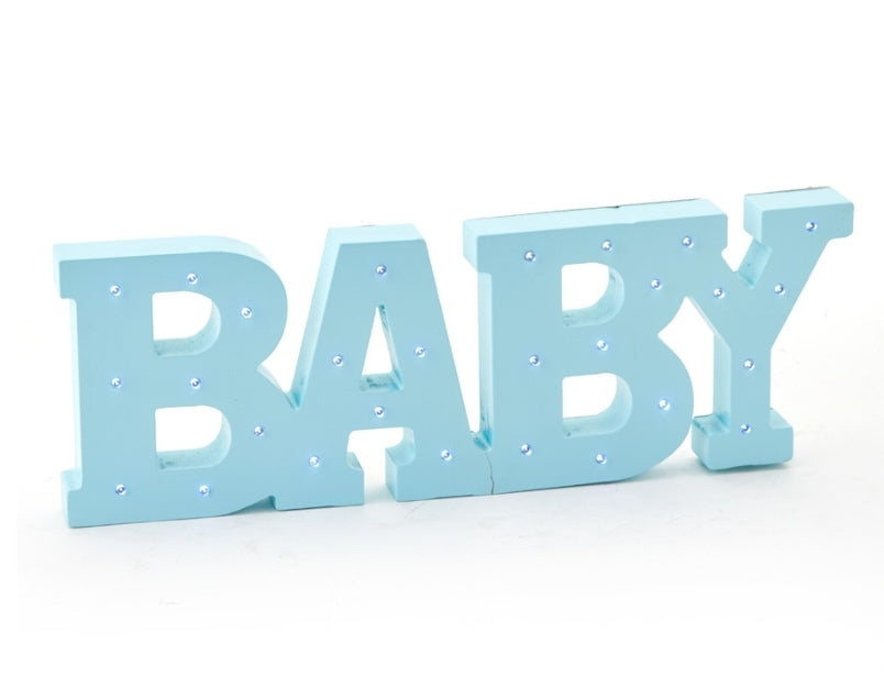 WOODEN LED MARQUEE "BABY" - PINK